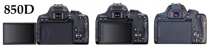 Zrcadlovka Canon EOS 850D v detailu poloh LCD...