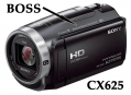 Videokamera Sony HDR-CX625 v přední perspektivě... 