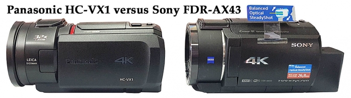 Videokamery Panasonic HC-VX1 a Sony FDR-AX53 zleva