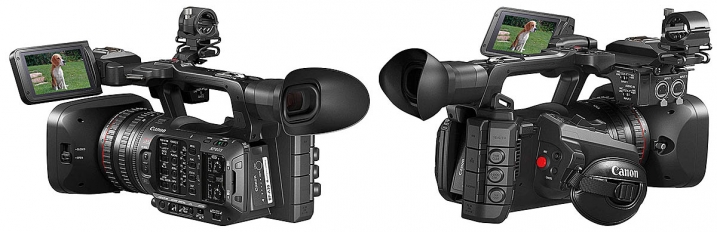 Videokamera Canon XF605 ve dvou detailech perspektivy